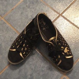 KEDS “Taylor Swift” black/gold polka dot sneakers. Sz 9